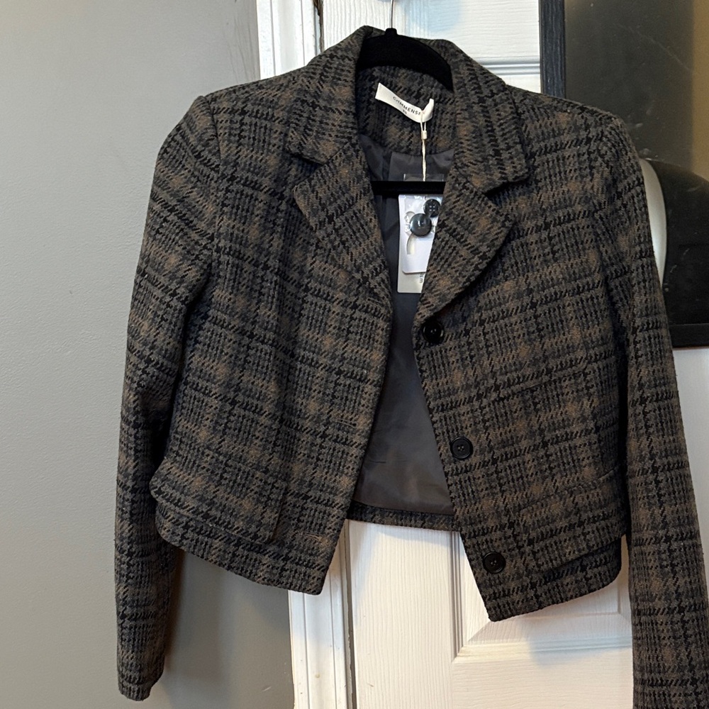 Commense Charcoal Checkered Blazer